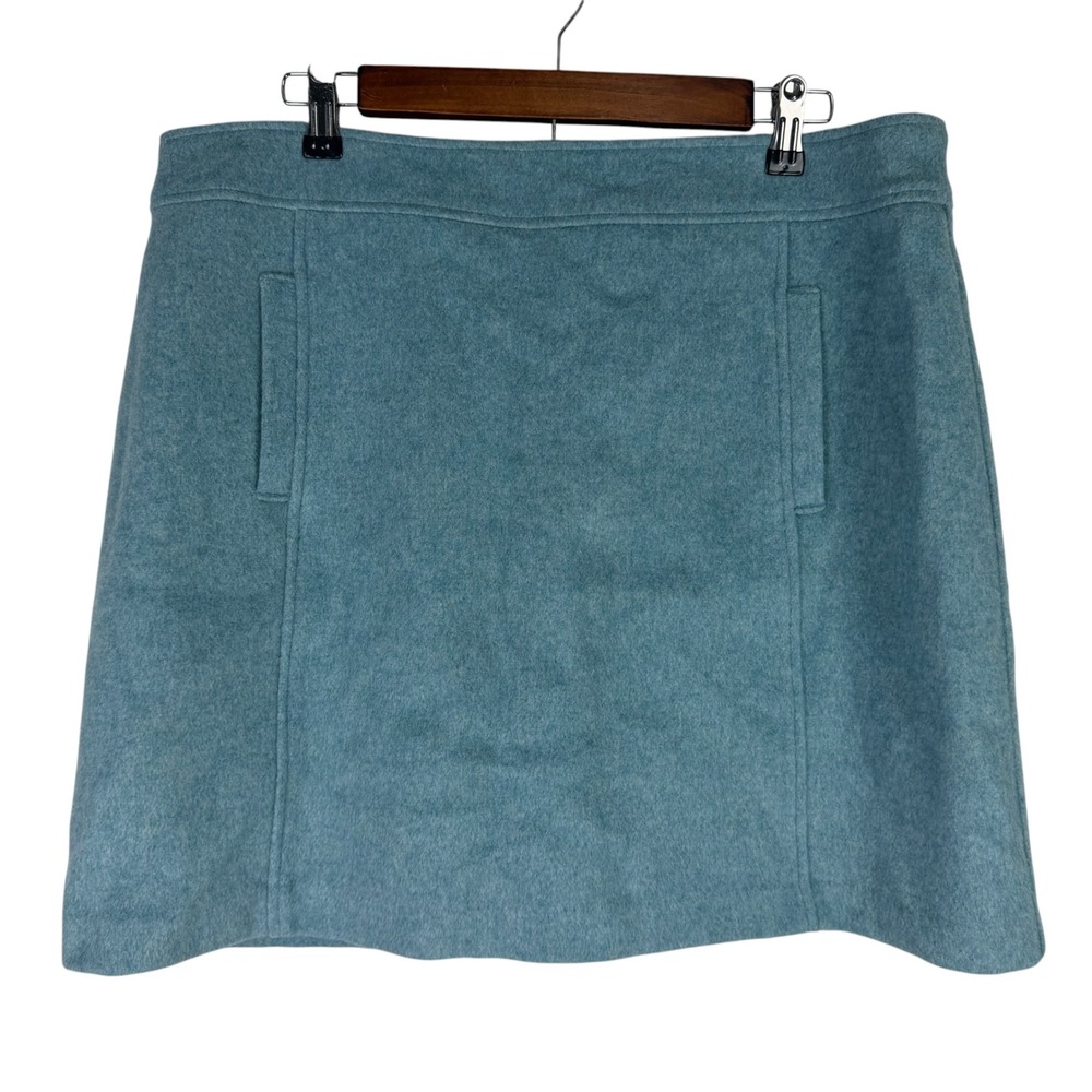 LOFT Women's 14 Teal Blue Wool Blend A-Line Mini Skirt with Pockets